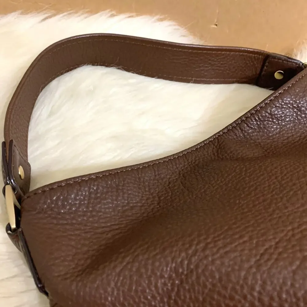 MICHAEL KORS Dark Chocolate Brown Leather Vintage North South BROOKVILLE Hobo